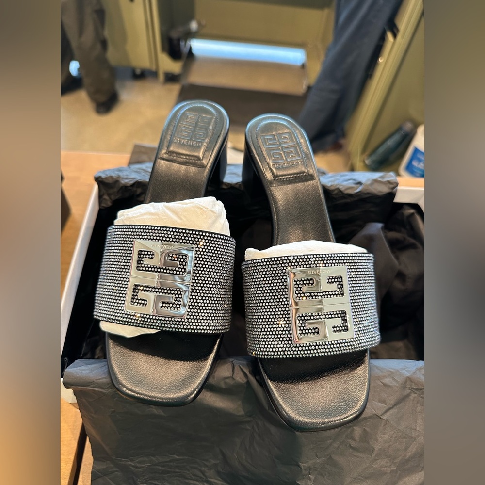 Givenchy 4G Crystal-Embellished Block-Heel Mules